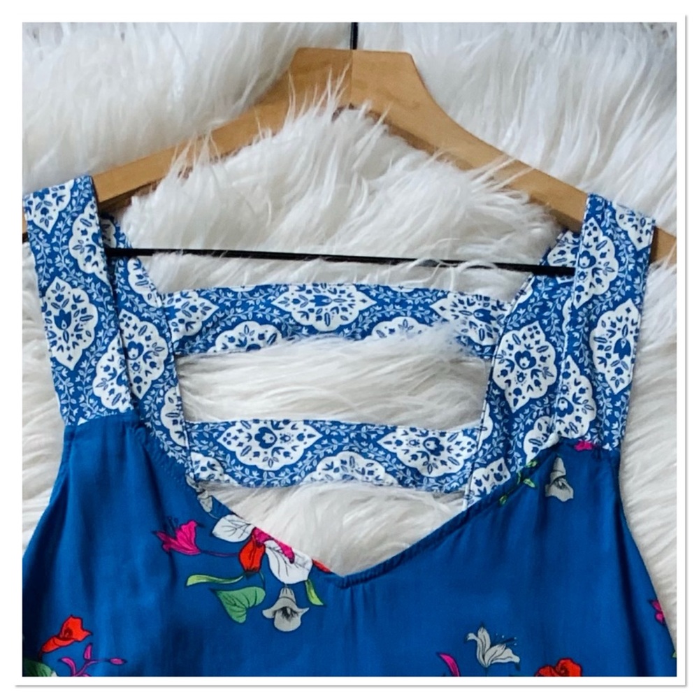 Matilda Jane Perfectly Polished Midi Dress V Neck Floral Print Blue White Large - Picture 5 of 10